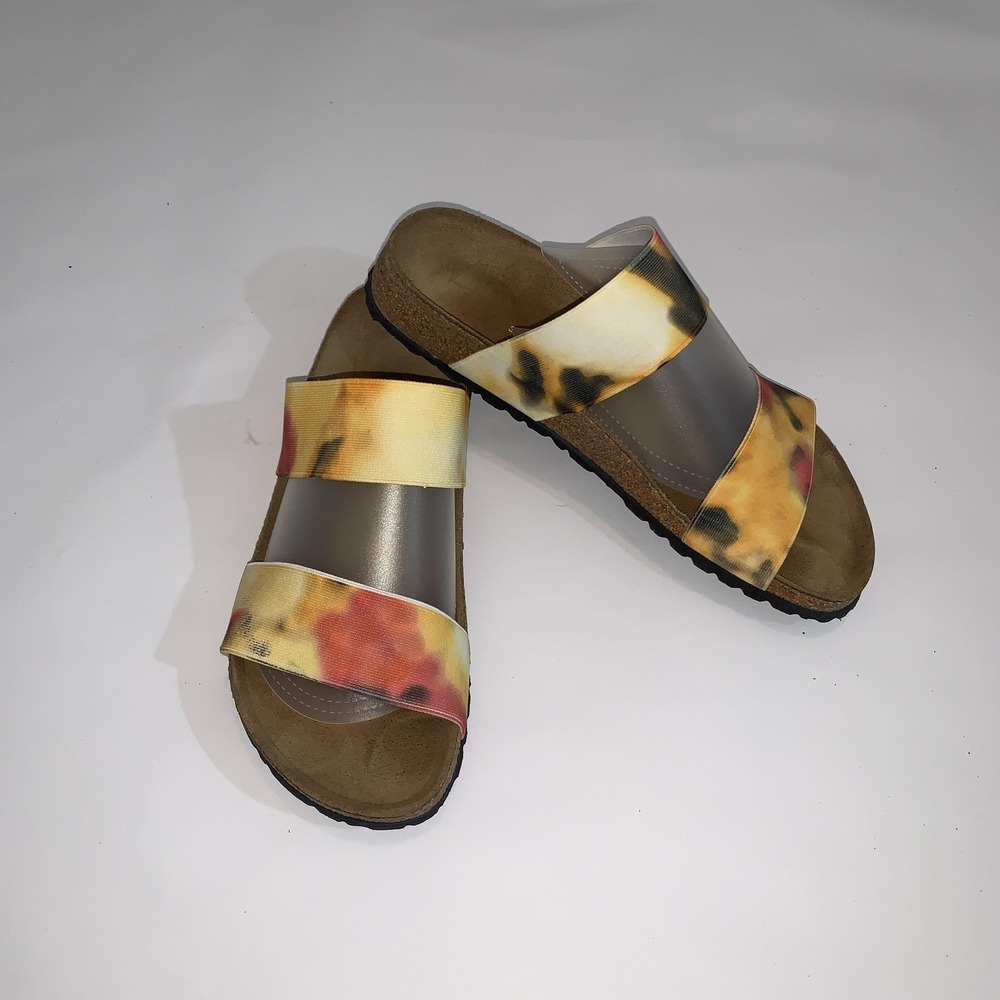 Papillio Sandals Womens 7 Yellow Multicolor Tie Dye Slide Wedge Comfort Shoes